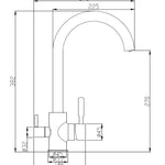 3-wegkraan RVS, gebogen model 5/11-CAR4206C