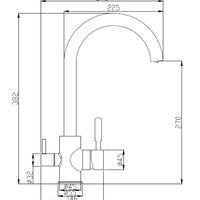 3-wegkraan RVS, gebogen model 5/11-CAR4206C